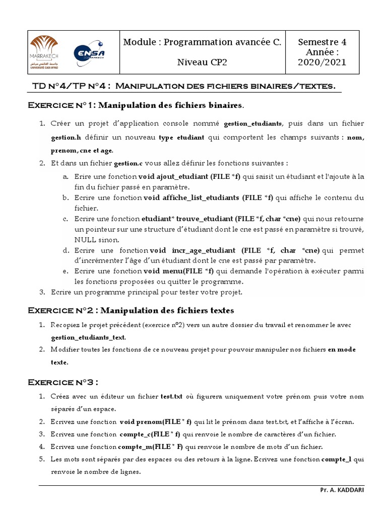 Gestion des étudiants en C | PDF | Fichier texte | Fichier informatique