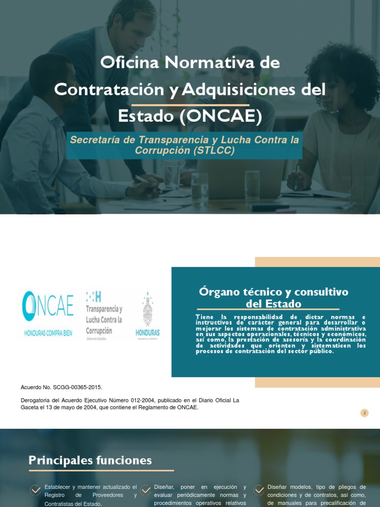 Registro y Funciones de ONCAE en Honduras | PDF | Honduras | Estado ...