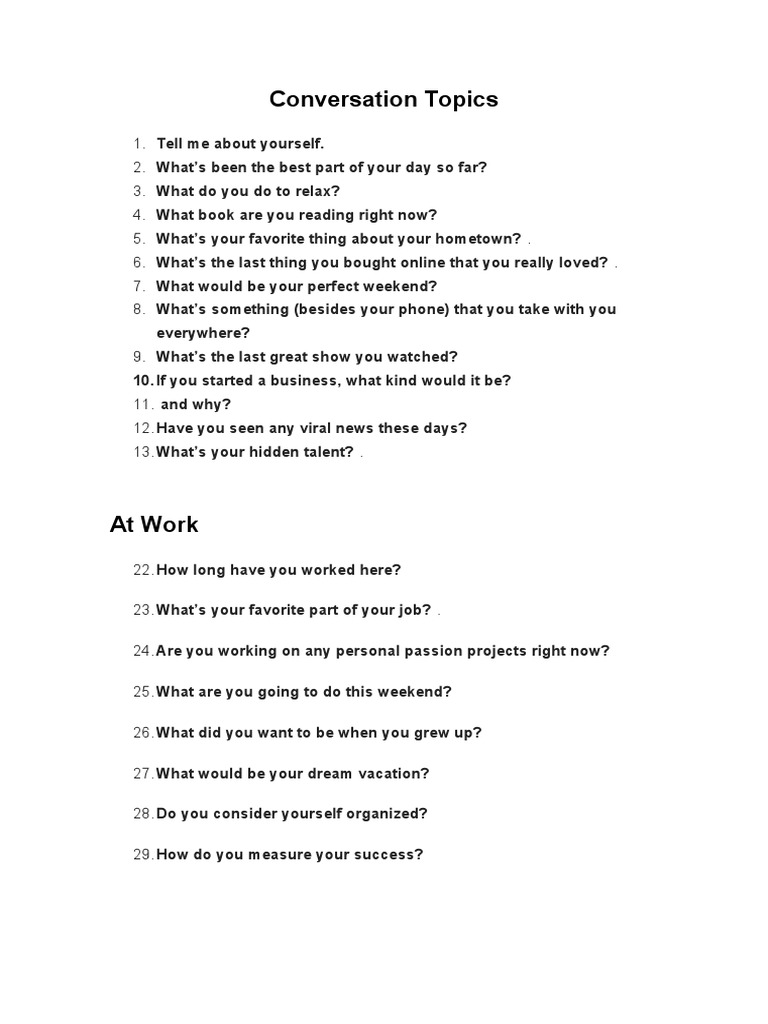 Conversation Questions PDF