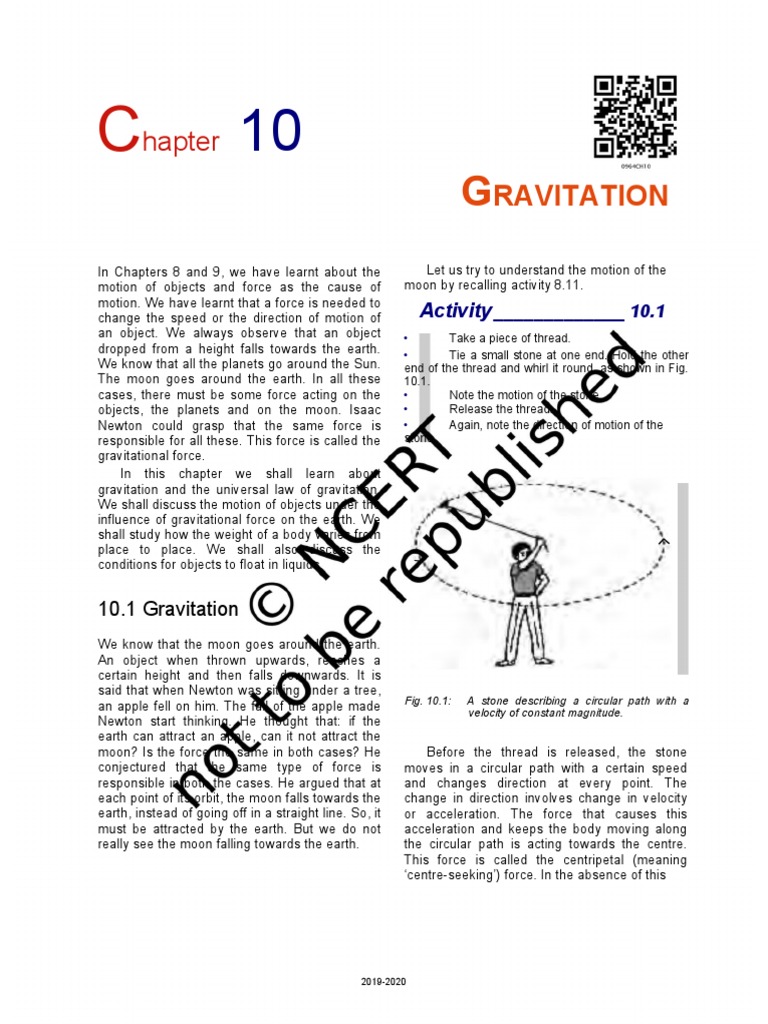 CBSE Class 9 NCERT Book Science GRAVITATION Chapter 10 PDF Buoyancy