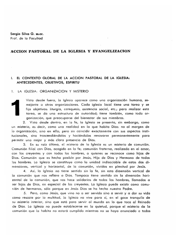 Acción Pastoral y Evangelización en la Iglesia | PDF | Iglesia Católica ...