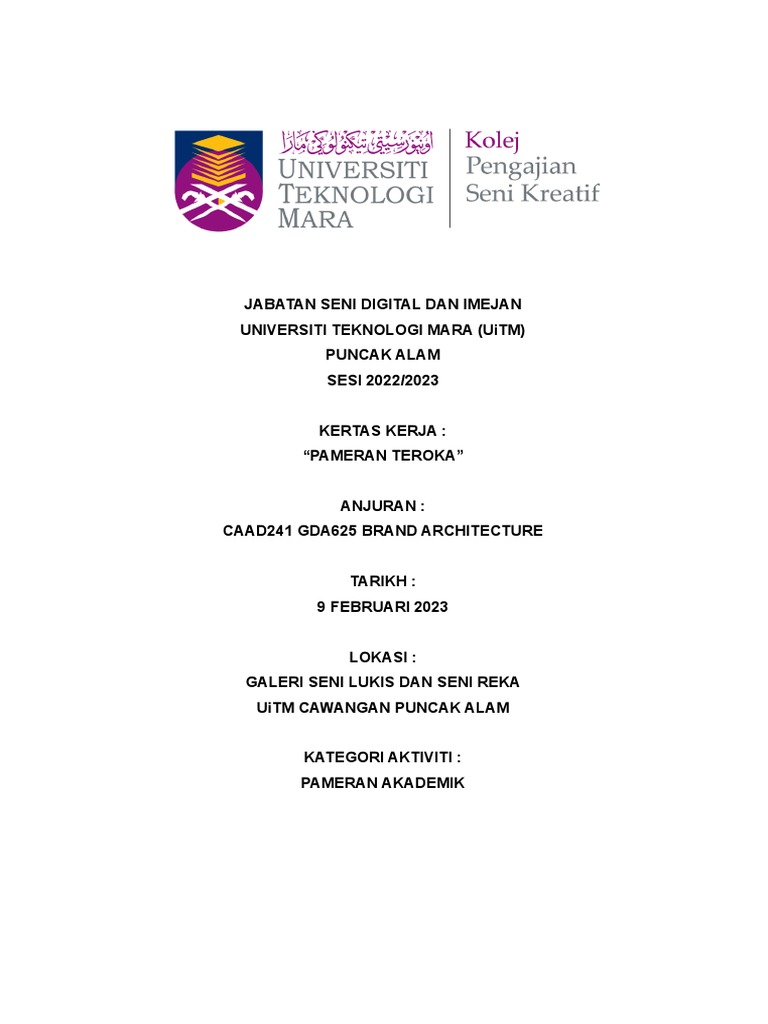 Pameran Teroka: Kreativiti Pelajar UiTM | PDF | Karier & Perkembangan ...