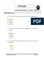 Prueba de 6 Periodo 1 Matematicas Grado 6.4 2019 1