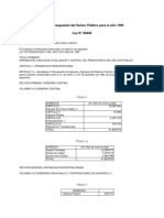 Ley de Presupuesto Del Sector Público para El Año 1995 Ley #26404