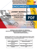 Johnny Moreno: Diplomado Promotor Deportivo Integral Comunitario