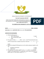 Sma 2103 Probability and Statistics I