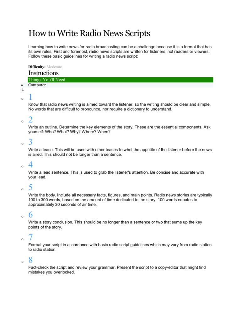 How To Write Radio News Scripts