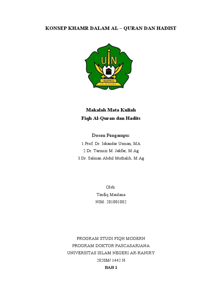 Khamr dalam Al-Quran dan Hadits | PDF
