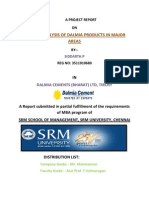 Market Analysis of Dalmia Products in Major Areas: Dalmia Cements (Bharat) LTD, Tirchy