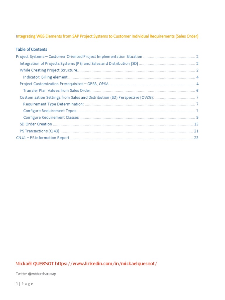 SAP PS-SD Integration Configuration Guide | PDF | Sales | Computing