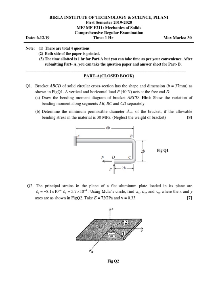 Mechanics of Solids Exam | PDF | Beam (Structure) | Bending