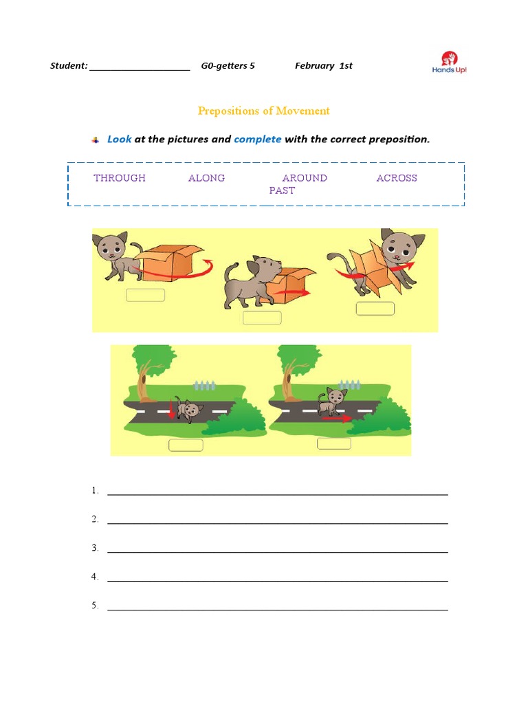 preposition of movements worksheet