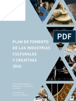 Plan de Fomento de Las Industrias Culturales y CReativas. 2018. Ministerio de Cultura