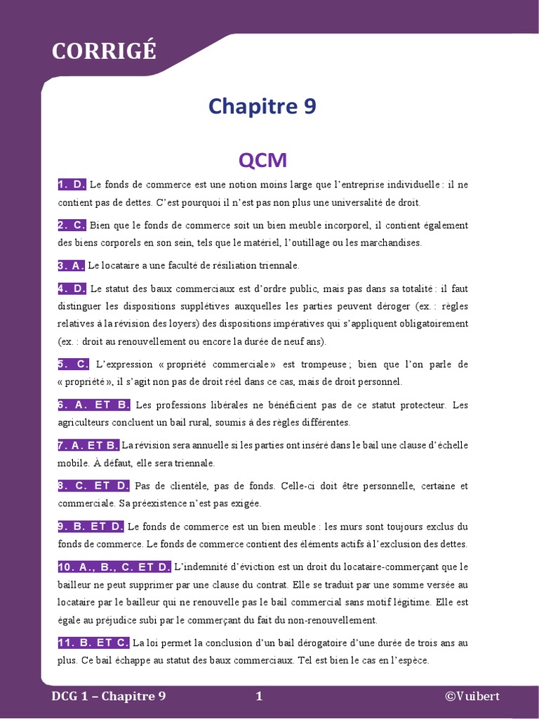 PDF dcg01 Corrige 09 | PDF | Location | Commerce