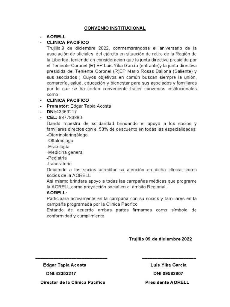 Convenio Institucional Pdf