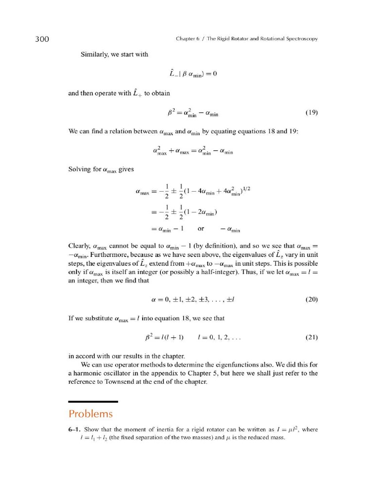 McQuarrie Chapter 6 Problems PDF Equations Absorption Spectroscopy