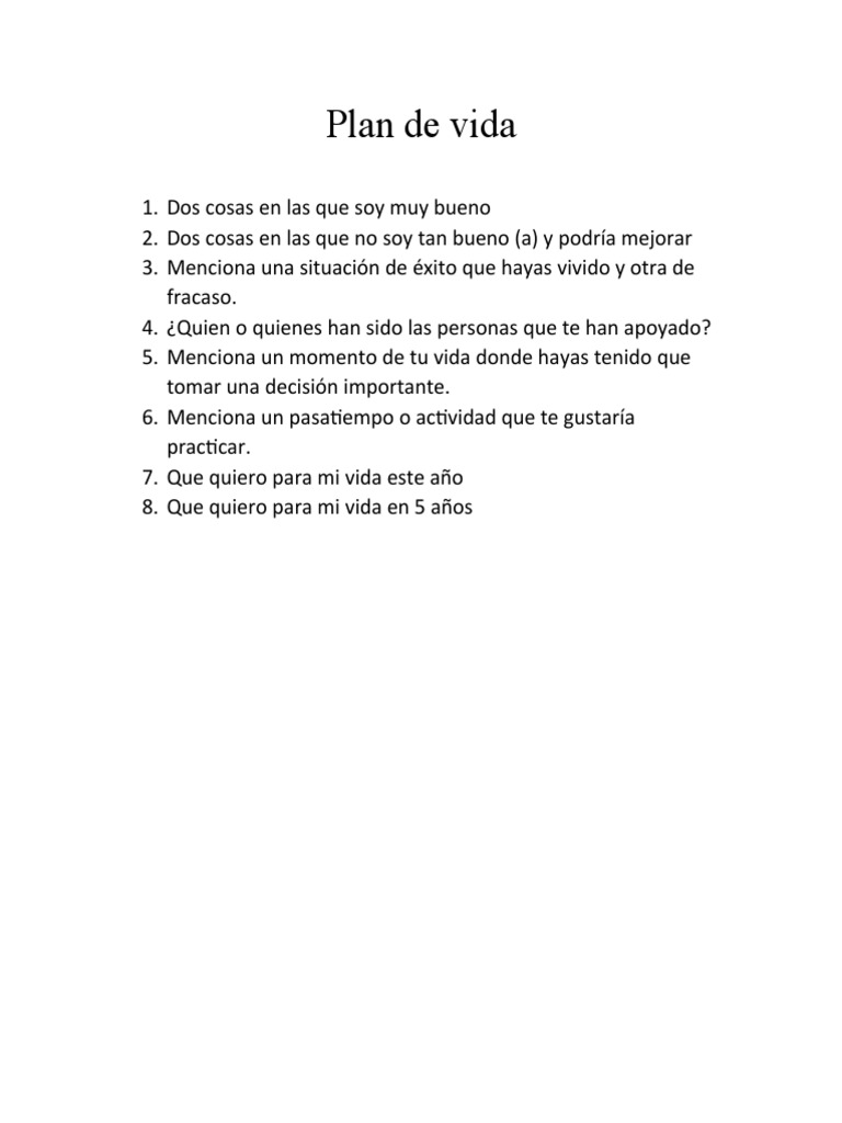 Taller 1. Proyecto de Vida | PDF
