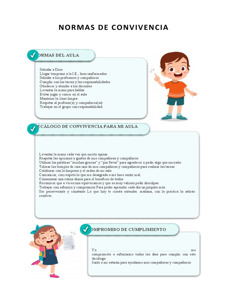 Normas de Convivencia para Niños | PDF
