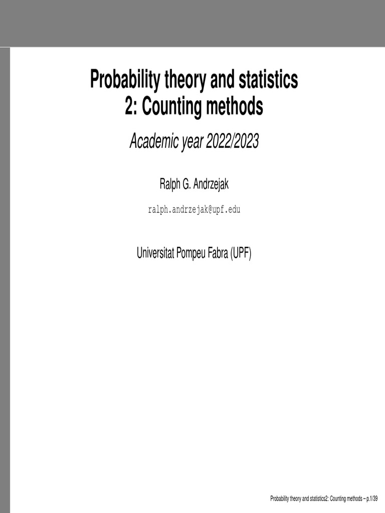 Probability theory and statistics Counting methods PDF Sampling