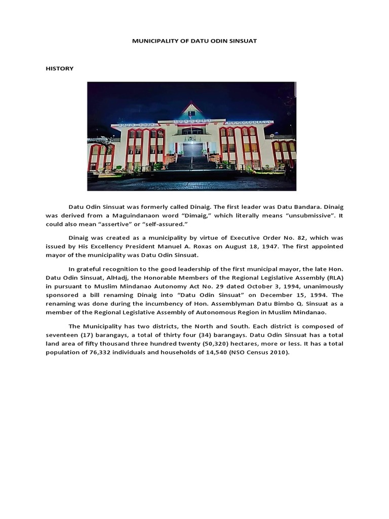 History of Datu Odin Sinsuat PDF