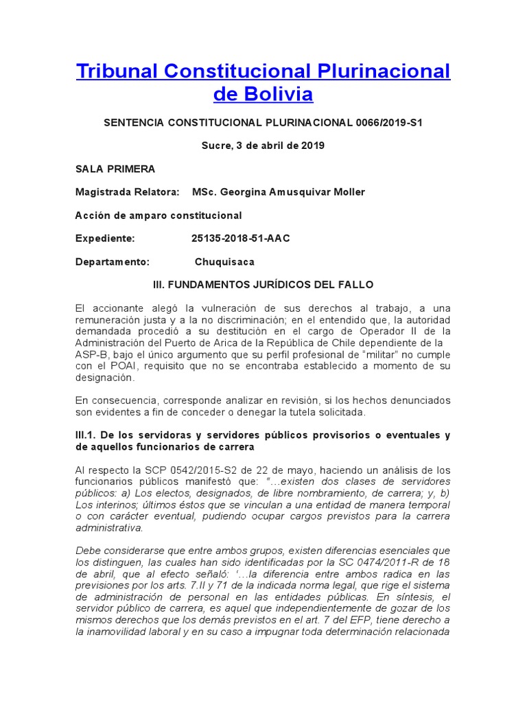 Tribunal Constitucional Plurinacional de Bolivia | PDF | Derecho