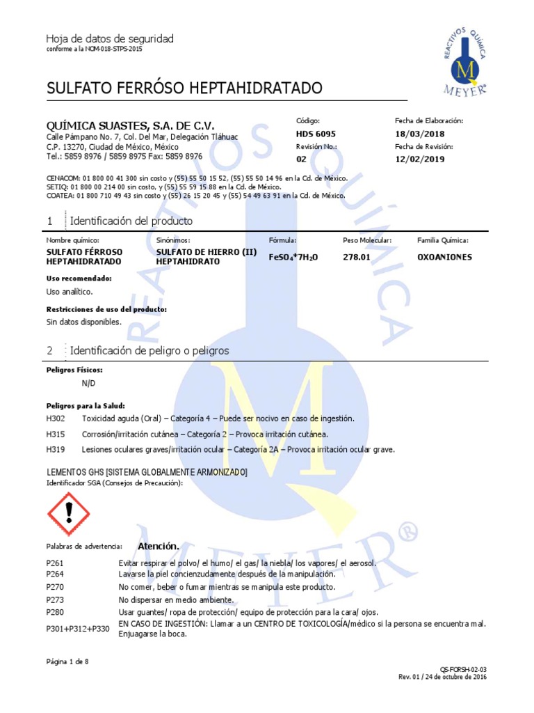 Sulfato ferroso | PDF | Residuos | Contaminación