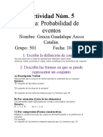 Actividad 5 (Cuestionario Probabilidad) - Grecia Gudalupe Arcos Catalán - 501