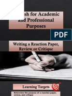 Lesson 2 - Writing A Reaction Paper Review and Critique