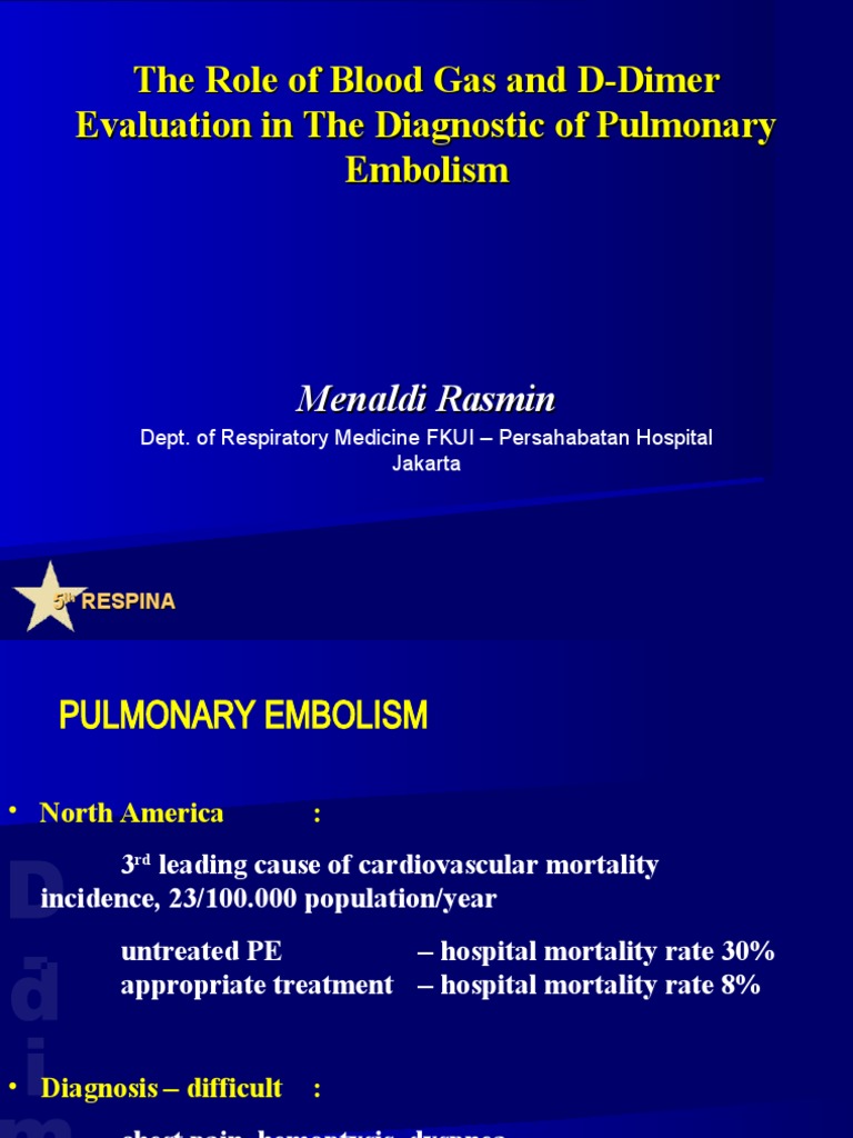The Role of Blood Gas and DDimer Evaluation in The Diagnost PDF