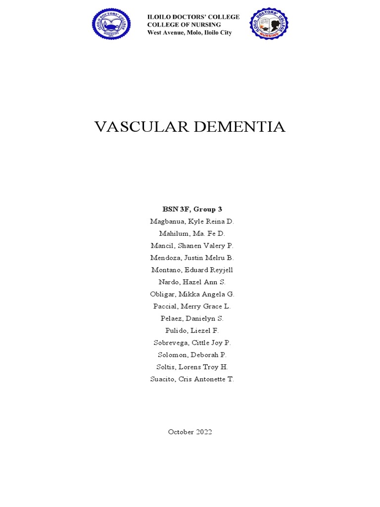 Case Scenario Vascular Dementia PDF Dementia Stroke