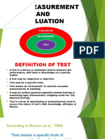 Test, Measurement An Evaluation