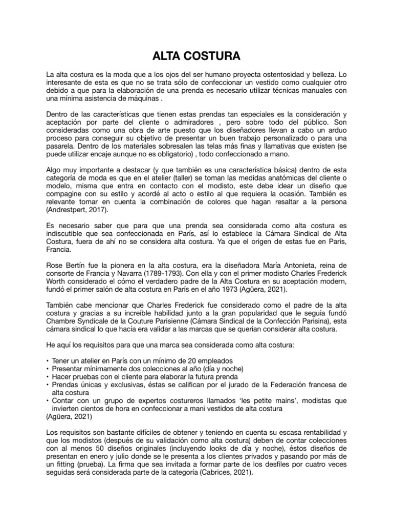 Historia y Requisitos de Alta Costura | PDF | Tendencias culturales ...