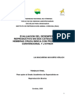 Evaluacion Del Desempeno Reproductivo en Dos Categorias de Hembras Cruza Indica Con Protocolo Convecional y J Synch Navarro