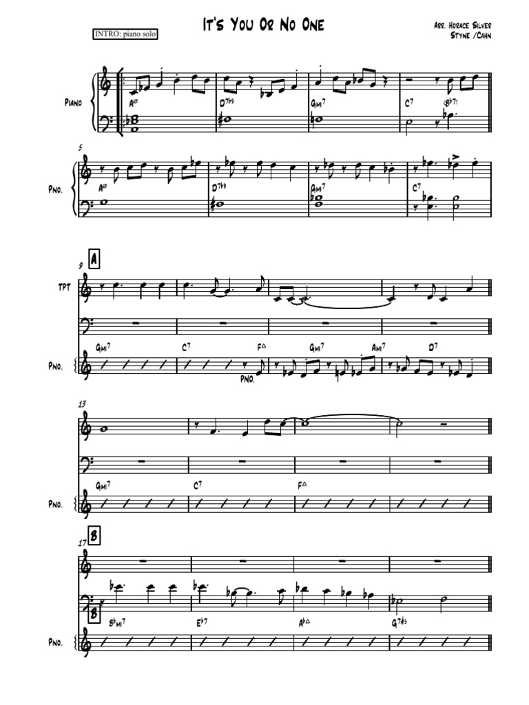 It's You or No One (HSilver Arr.) (From 'The Jazz Messengers'1956 | PDF
