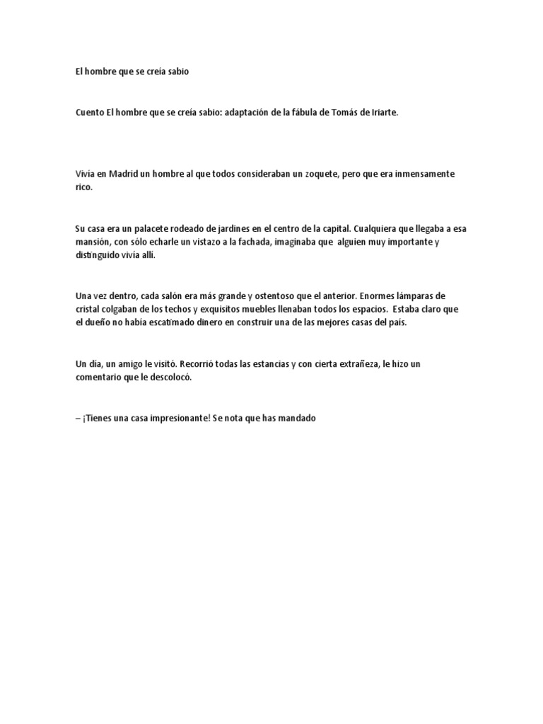 Fábula del hombre que se creía sabio | PDF