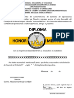 Diploma Barra Honor Al Merito CACOA