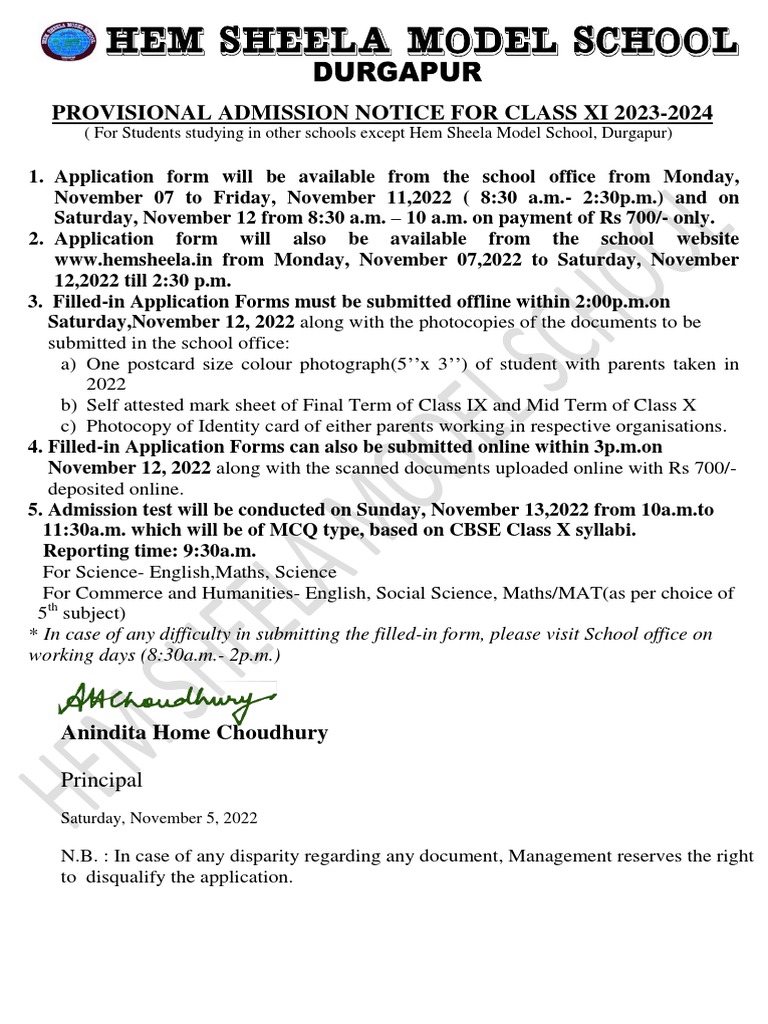 provisional-admission-notice-and-application-process-for-class-xi-2023