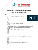 24-01-23 (Morning Shift) - JEE Mains 2023 Memory Based Paper-1