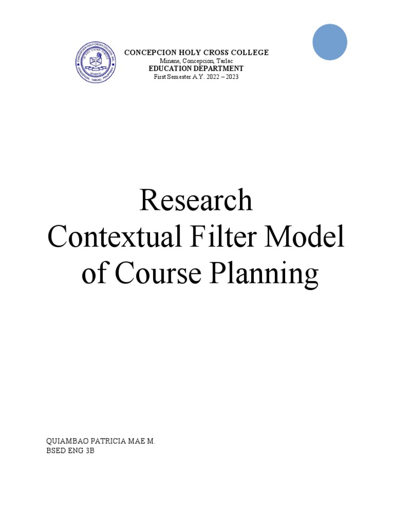 Contextual Filters in Course Planning | PDF | Teachers | Curriculum