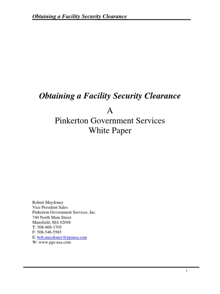 Facility Clearance Security Clearance Classified Information In The