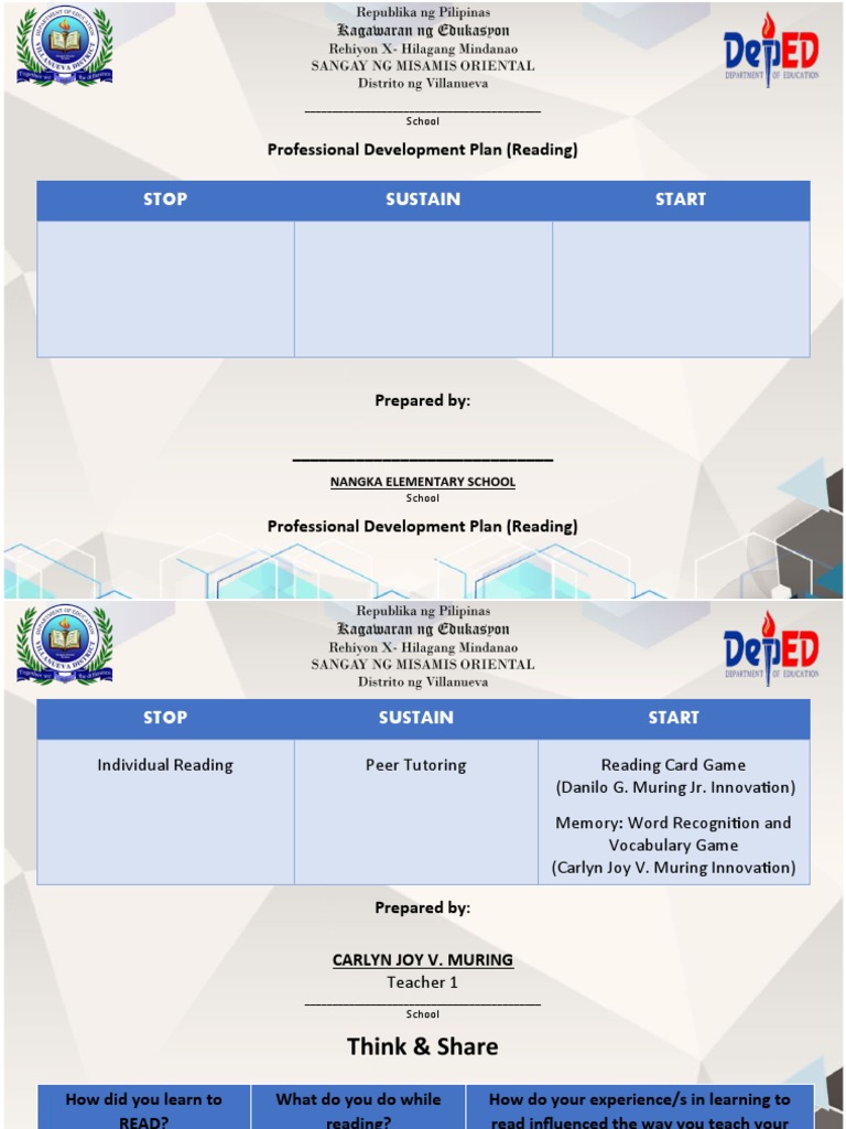 Professional Development Plan Reading PDF