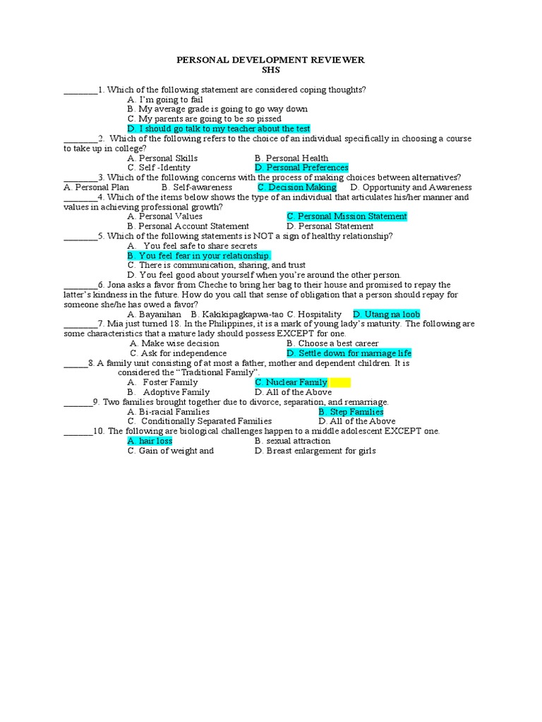 Personal Development Reviewer for Self-Awareness and Healthy ...