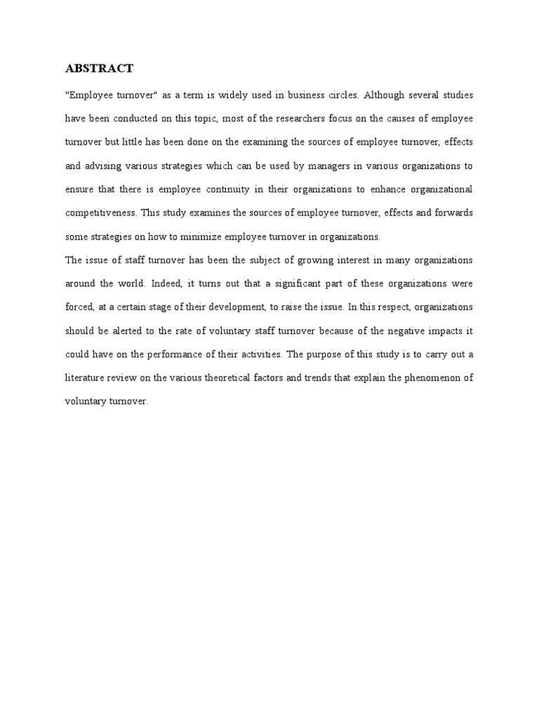 ABSTRACT - ''Employee Turnover | PDF