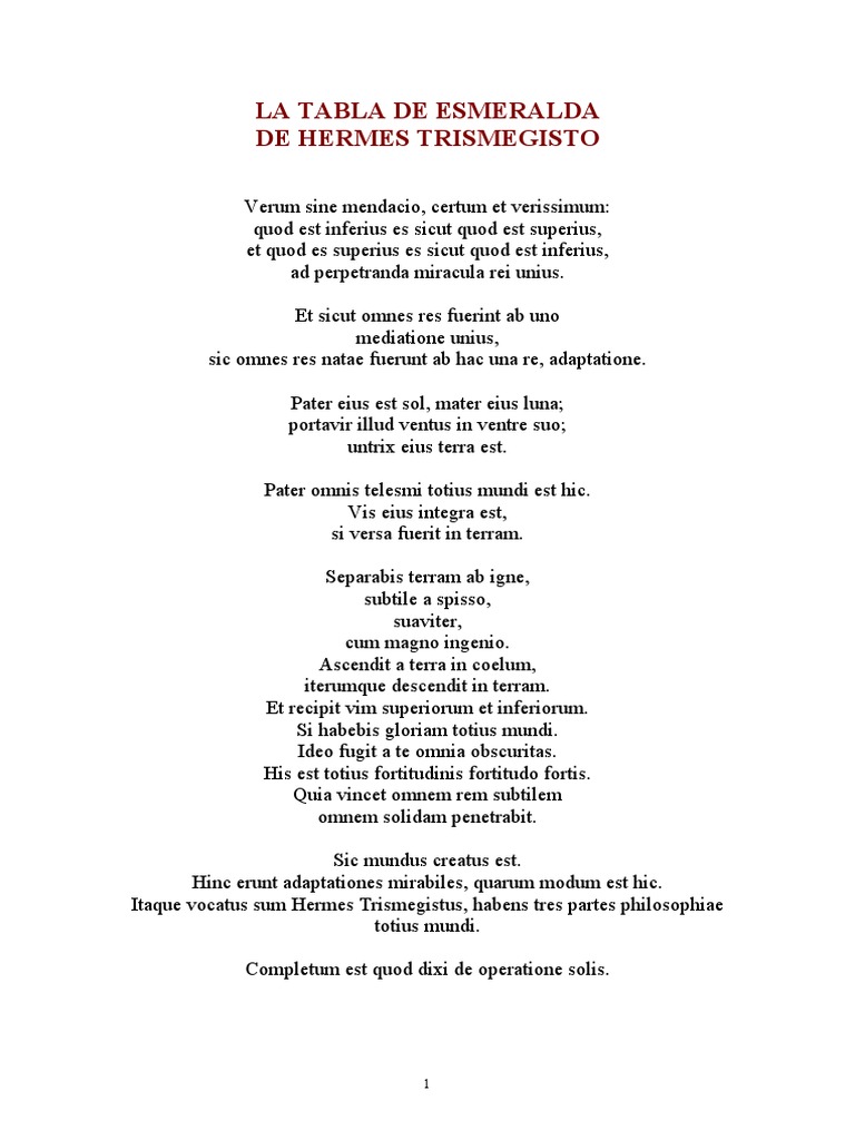 Tabla Esmeralda PDF Metafísica