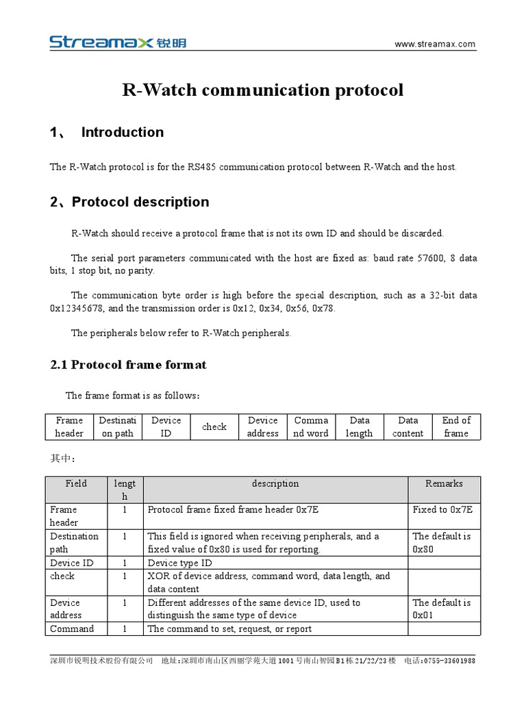 RWatch Communication protocolEN PDF File Format Computer