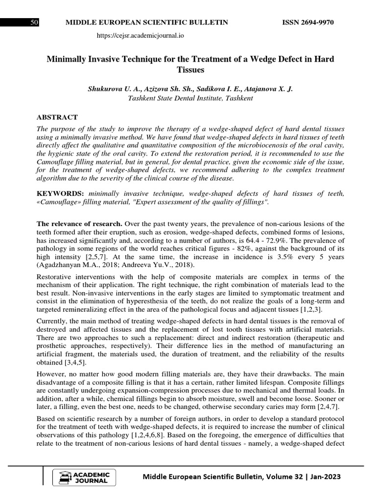 Minimally Invasive Technique For The Treatment of A Wedge Defect in