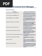 Sap HR Common Error Messages