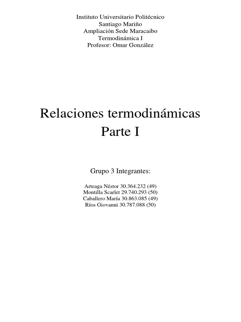 Relaciones termodinámicas fundamentales y sus aplicaciones PDF