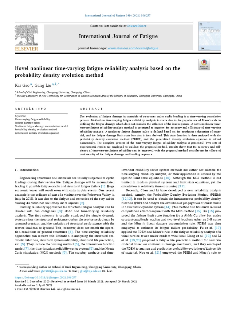 International Journal of Fatigue: Kai Gao, Gang Liu | Download Free PDF ...