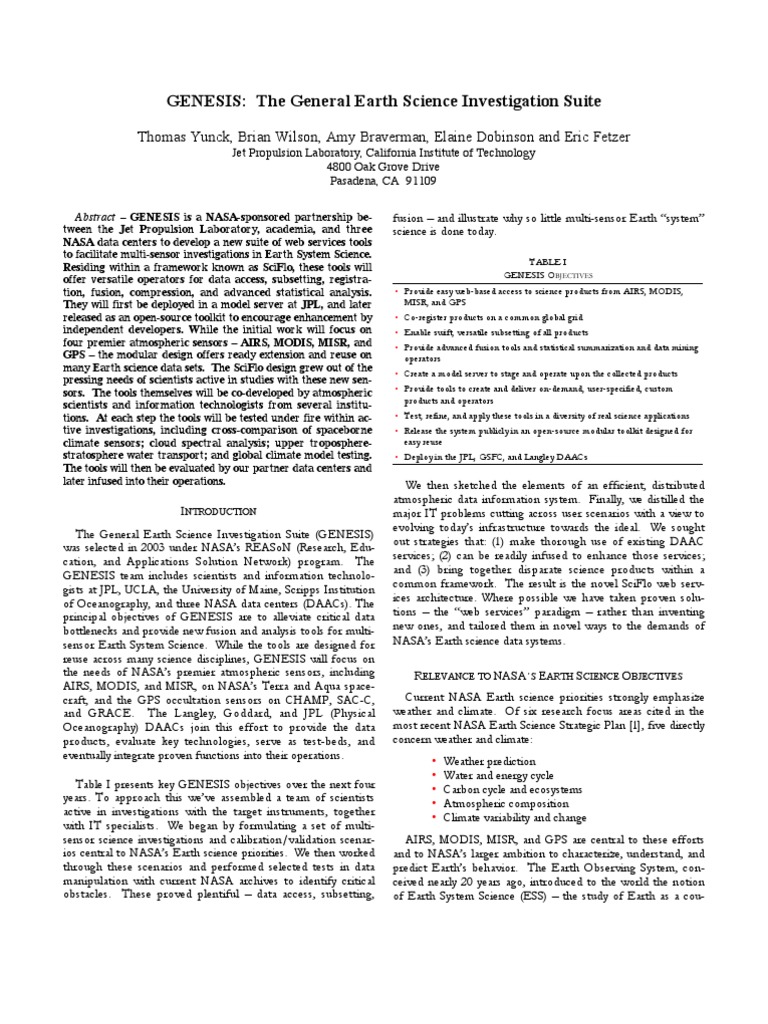 The General Earth Science Investigation Suite PDF Soap  Service